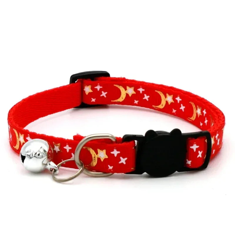 Maan en Ster Patroon Kattenhalsband Verstelbaar Nylon met Breakaway Veiligheidssluiting - Ruffy