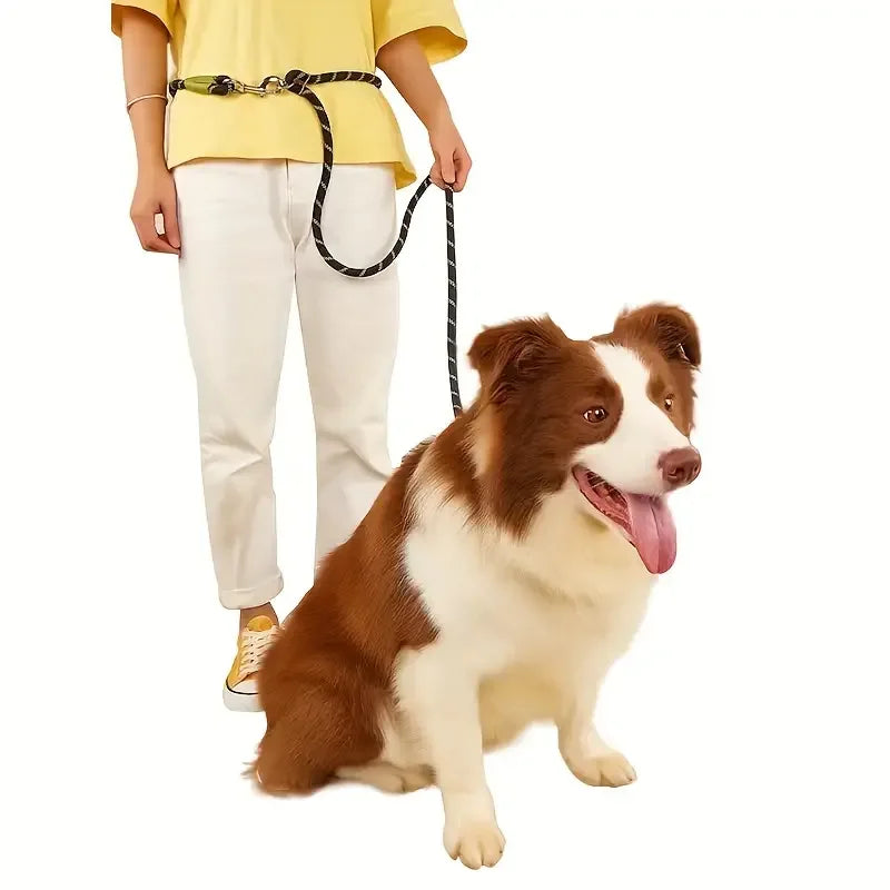 Reflecterende Hands-Free Hondenriem Verstelbaar Schokdemping Duurzaam Nylon Voor Wandelen en Rennen - Ruffy
