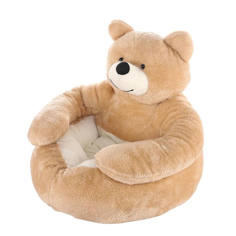 Gezellig pluchen hondenbed met beerknuffel – warm duurzaam en verkrijgbaar in twee maten - Ruffy