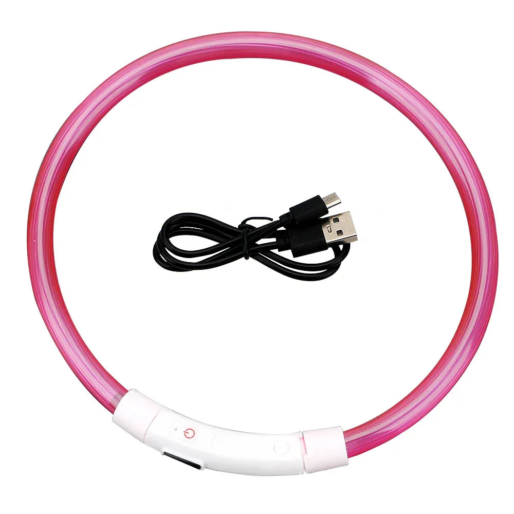 Oplaadbare LED-halsband Waterdicht Verstelbaar 50 cm voor nachtelijke veiligheid en zichtbaarheid - Ruffy