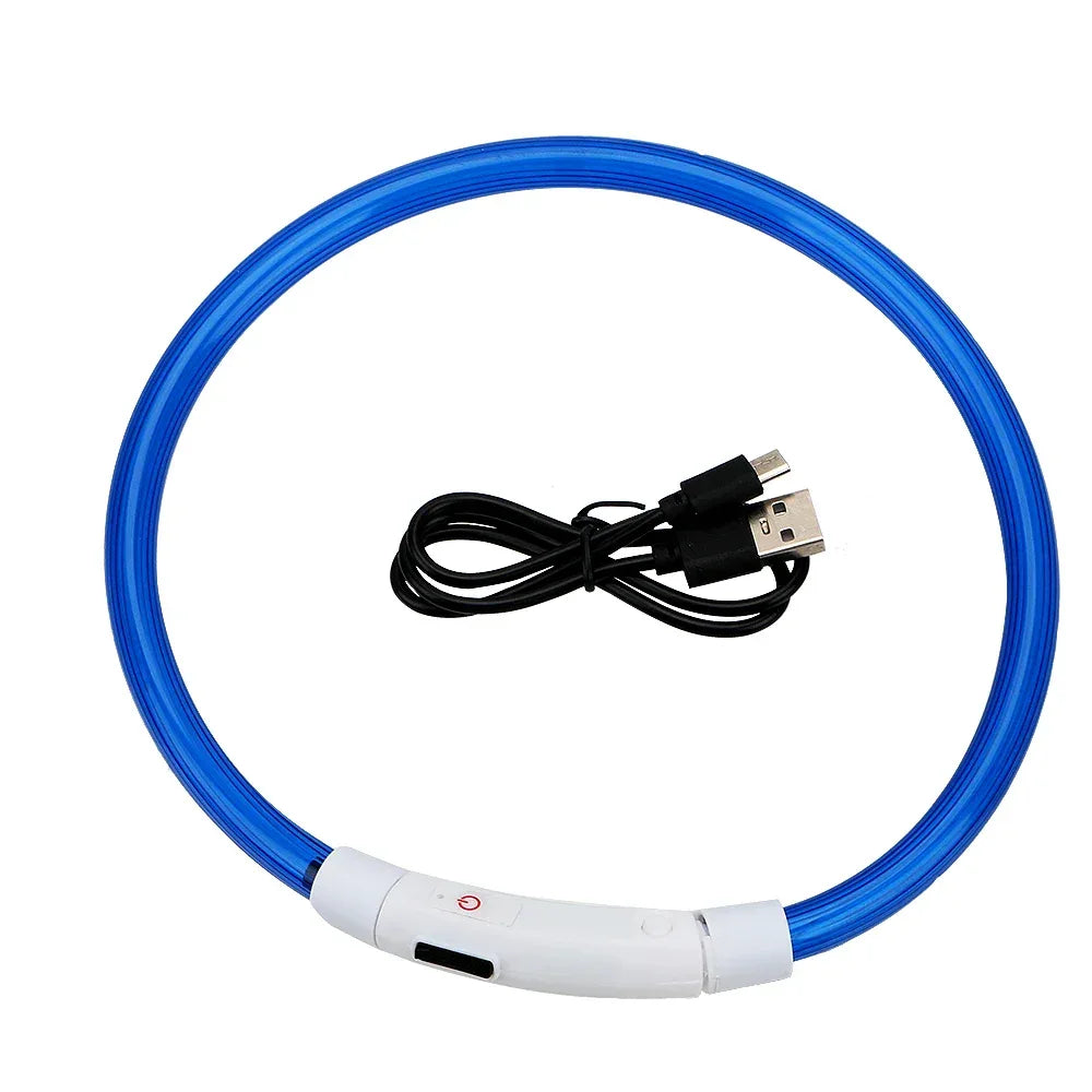 Oplaadbare LED-halsband Waterdicht Verstelbaar 50 cm voor nachtelijke veiligheid en zichtbaarheid - Ruffy