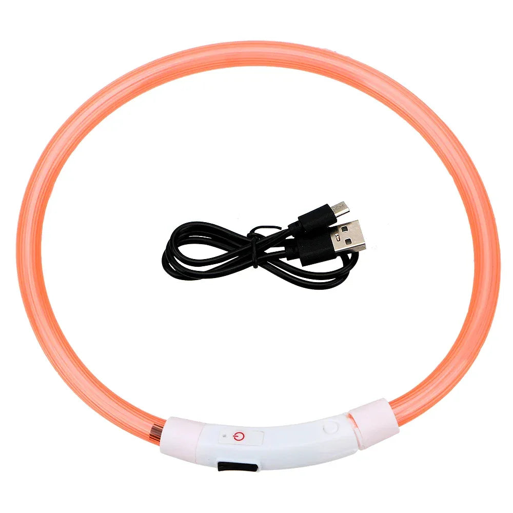 Oplaadbare LED-halsband Waterdicht Verstelbaar 50 cm voor nachtelijke veiligheid en zichtbaarheid - Ruffy