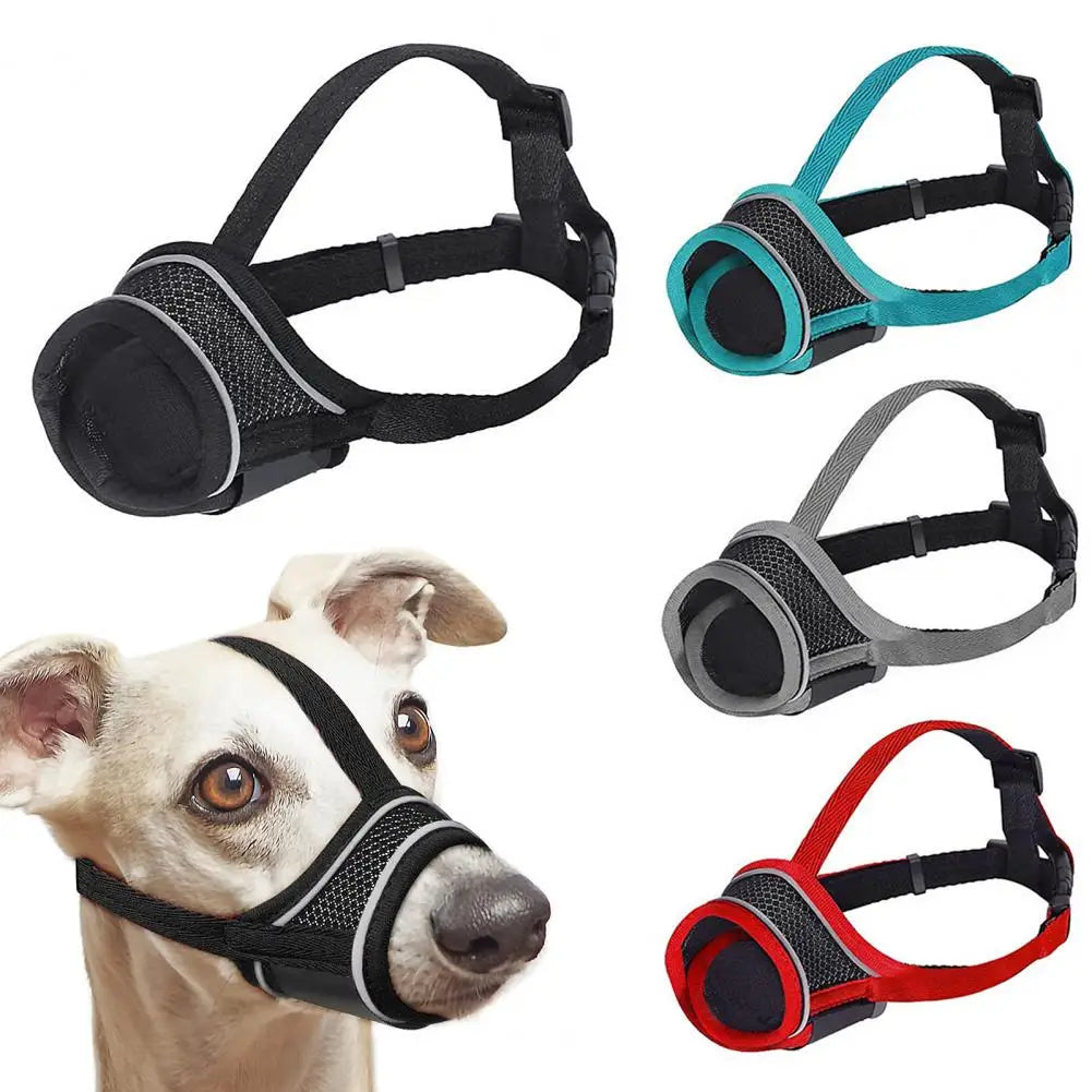 Adjustable dog muzzle with breathable design for comfort and safety