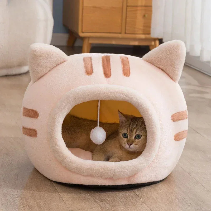 Gezellig kattenbed met afneembaar kussen Veelzijdig 2-in-1 ontwerp Antislipbasis voor alle seizoenen - Ruffy