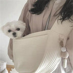 Ruime canvas dierentas met schouderriem Duurzaam ontwerp in wit voor huisdieren tot 8 kg - Ruffy
