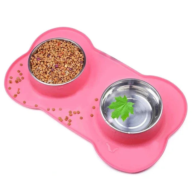 Duurzame dubbele kommen met antislipbodem van silicone Morsbestendig ontwerp voor schone voeding - Ruffy