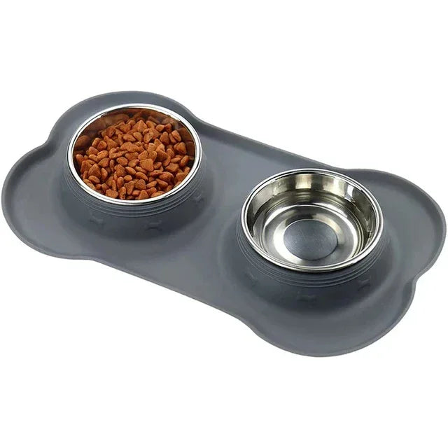 Duurzame dubbele kommen met antislipbodem van silicone Morsbestendig ontwerp voor schone voeding - Ruffy