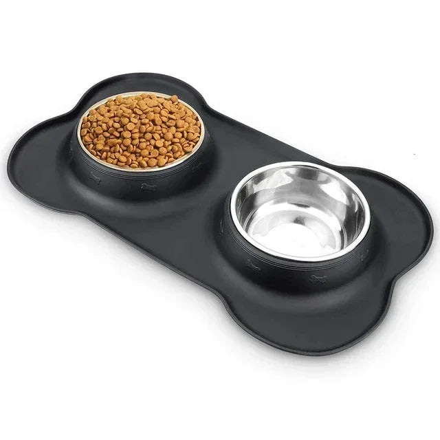 Duurzame dubbele kommen met antislipbodem van silicone Morsbestendig ontwerp voor schone voeding - Ruffy