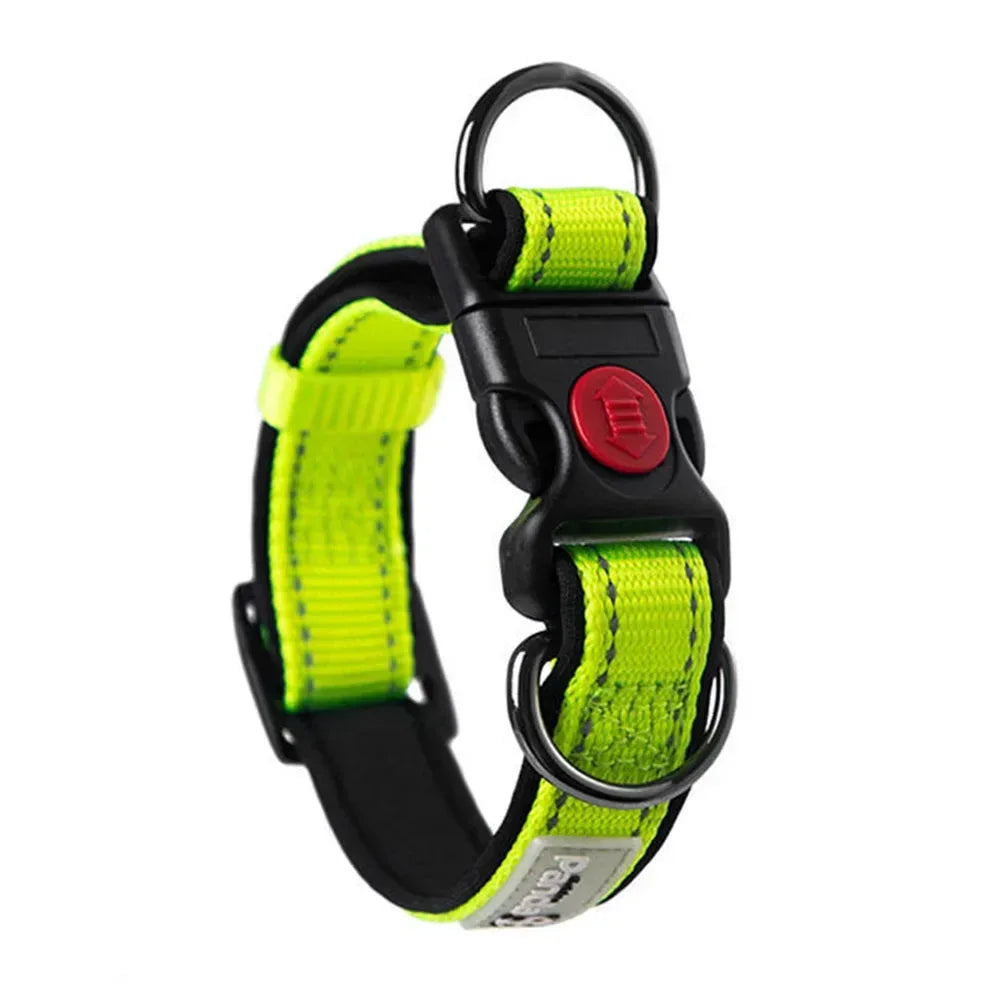 Verstelbare reflecterende hondenhalsband met snelsluiting Gewatteerd nylon voor nachtveiligheid en comfort - Ruffy