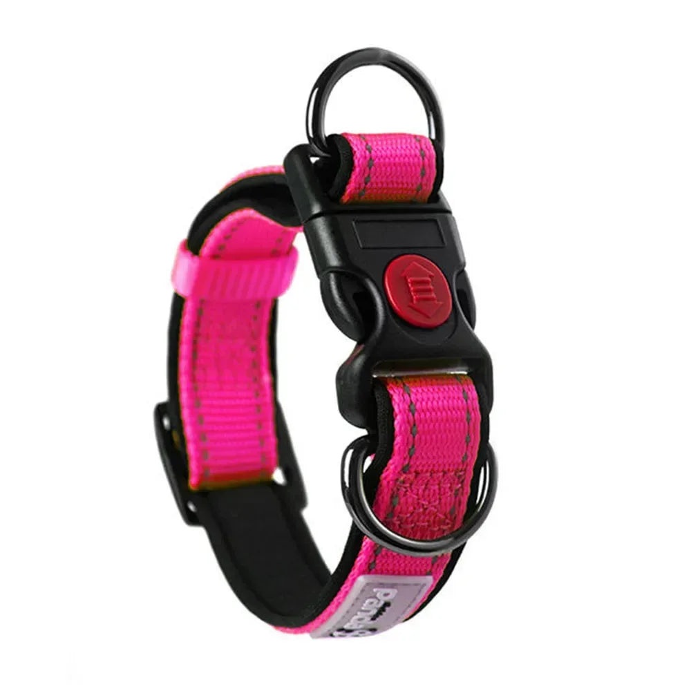 Verstelbare reflecterende hondenhalsband met snelsluiting Gewatteerd nylon voor nachtveiligheid en comfort - Ruffy