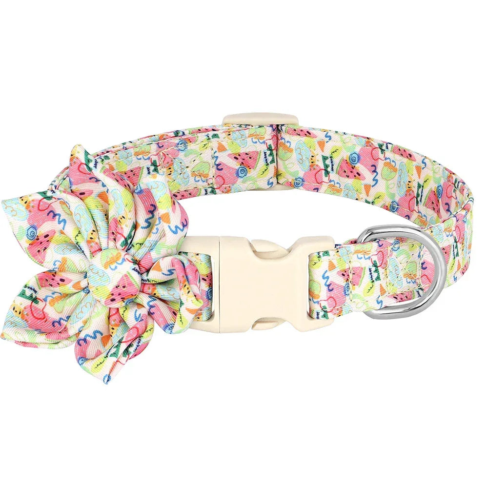Verstelbare nylon hondenhalsband met levendige bloemenprints Duurzaam en comfortabel voor alle rassen - Ruffy