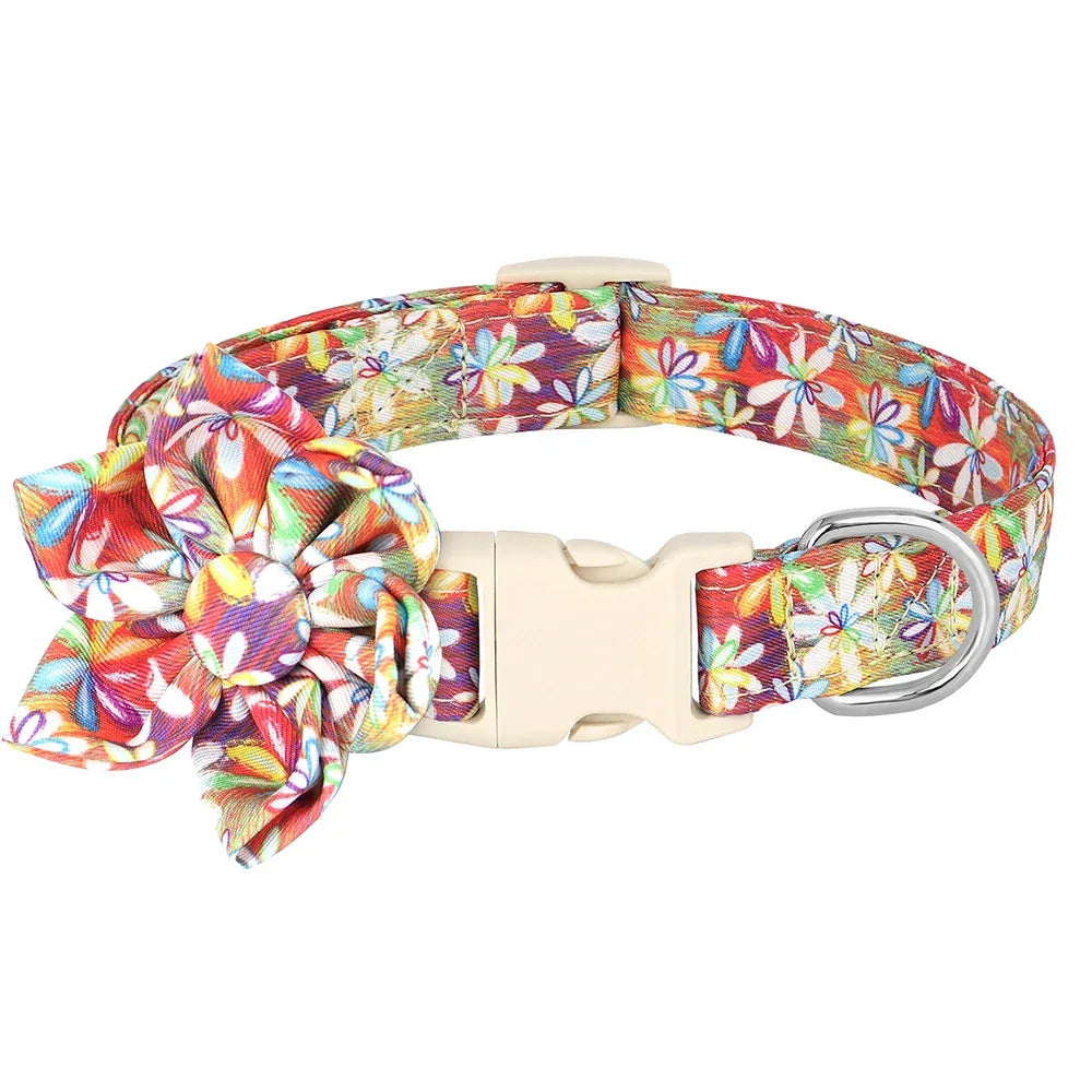 Verstelbare nylon hondenhalsband met levendige bloemenprints Duurzaam en comfortabel voor alle rassen - Ruffy