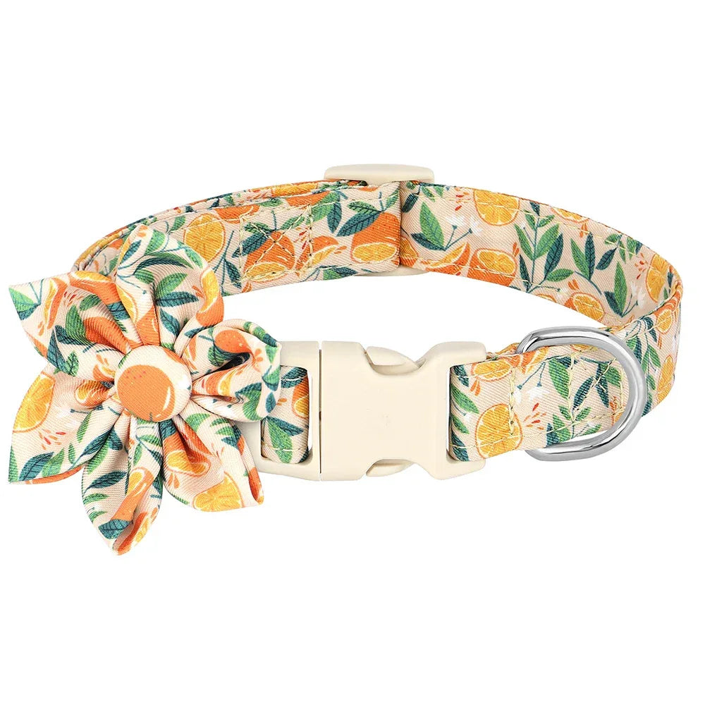 Verstelbare nylon hondenhalsband met levendige bloemenprints Duurzaam en comfortabel voor alle rassen - Ruffy