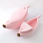 Knus Banaanvormig Bed met Zachte Pluche Stof Stijlvol en Duurzaam voor Katten en Kleine Honden - Ruffy