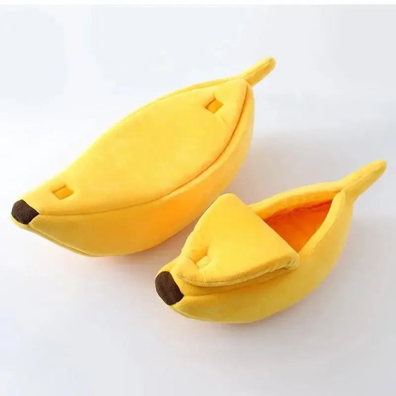 Knus Banaanvormig Bed met Zachte Pluche Stof Stijlvol en Duurzaam voor Katten en Kleine Honden - Ruffy