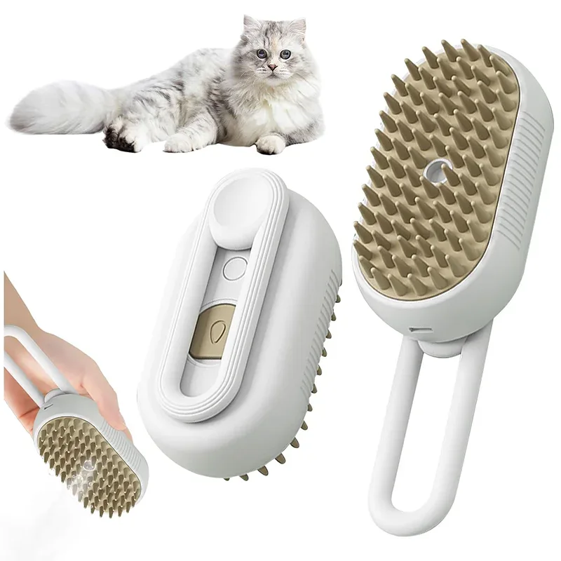 Automatische Steam Spray Pet Grooming borstel opvouwbaar ontwerp voor gemakkelijk verwijderen van haren en kalmerende massage - Ruffy