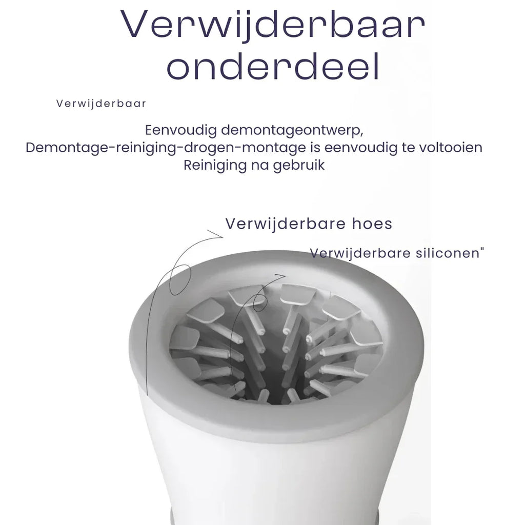 Draagbare USB Oplaadbare Pootreiniger voor Huisdieren met Zachte Siliconen Borstelharen Automatisch en Compact - Ruffy