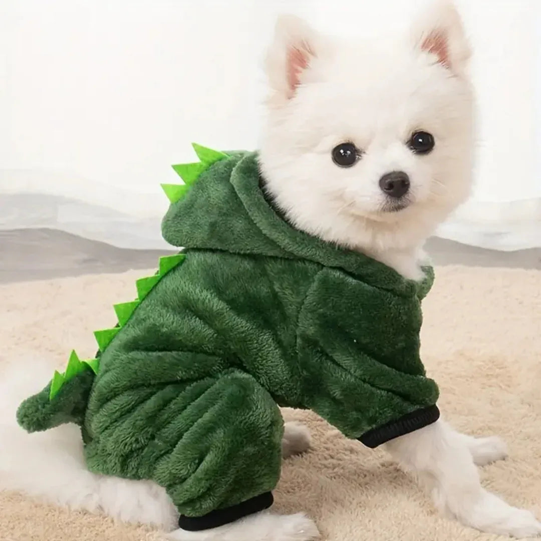 Warme Dinosaurus Jumpsuit voor Honden en Katten Zacht Fleece Schattig Ontwerp en Machinewasbaar - Ruffy