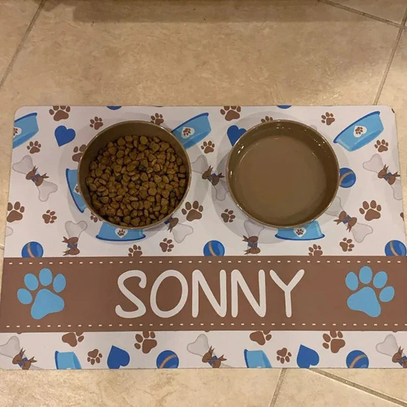 Gepersonaliseerde antislip voermat voor huisdieren - Waterdicht en synthetisch, gemakkelijk schoon te maken - PU-materiaal S/M/L/XL - Ruffy