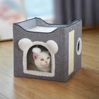 Opvouwbaar Kattenhuis Draagbaar Ruimtebesparend Pluche Binnenkant Gemakkelijk Schoon te Maken 39x39x38cm - Ruffy