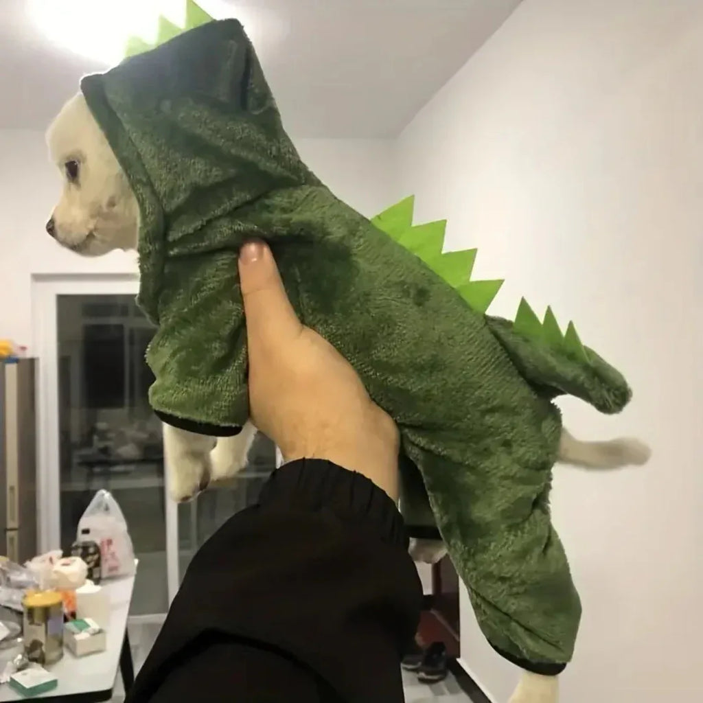 Warme Dinosaurus Jumpsuit voor Honden en Katten Zacht Fleece Schattig Ontwerp en Machinewasbaar - Ruffy