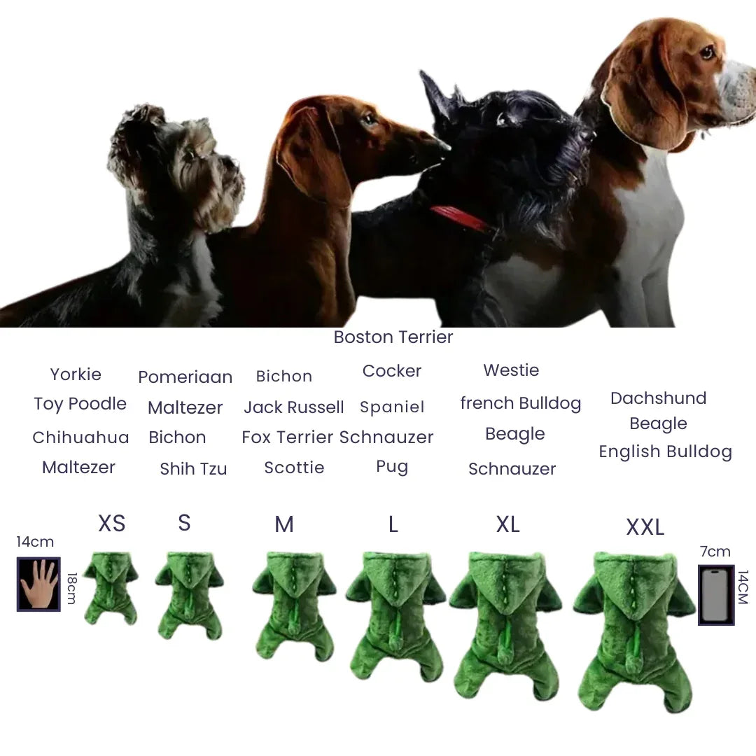 Warme Dinosaurus Jumpsuit voor Honden en Katten Zacht Fleece Schattig Ontwerp en Machinewasbaar - Ruffy