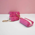Luxe hondenset met gepersonaliseerde ID-tag inclusief fleece halsband riem harnas afneembare strik en bloem roze XS-L - Ruffy