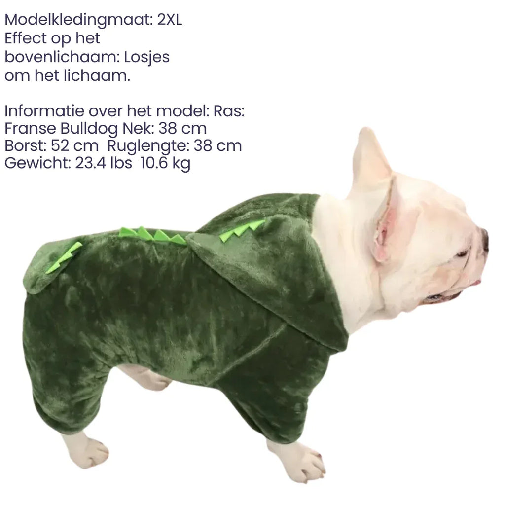Warme Dinosaurus Jumpsuit voor Honden en Katten Zacht Fleece Schattig Ontwerp en Machinewasbaar - Ruffy