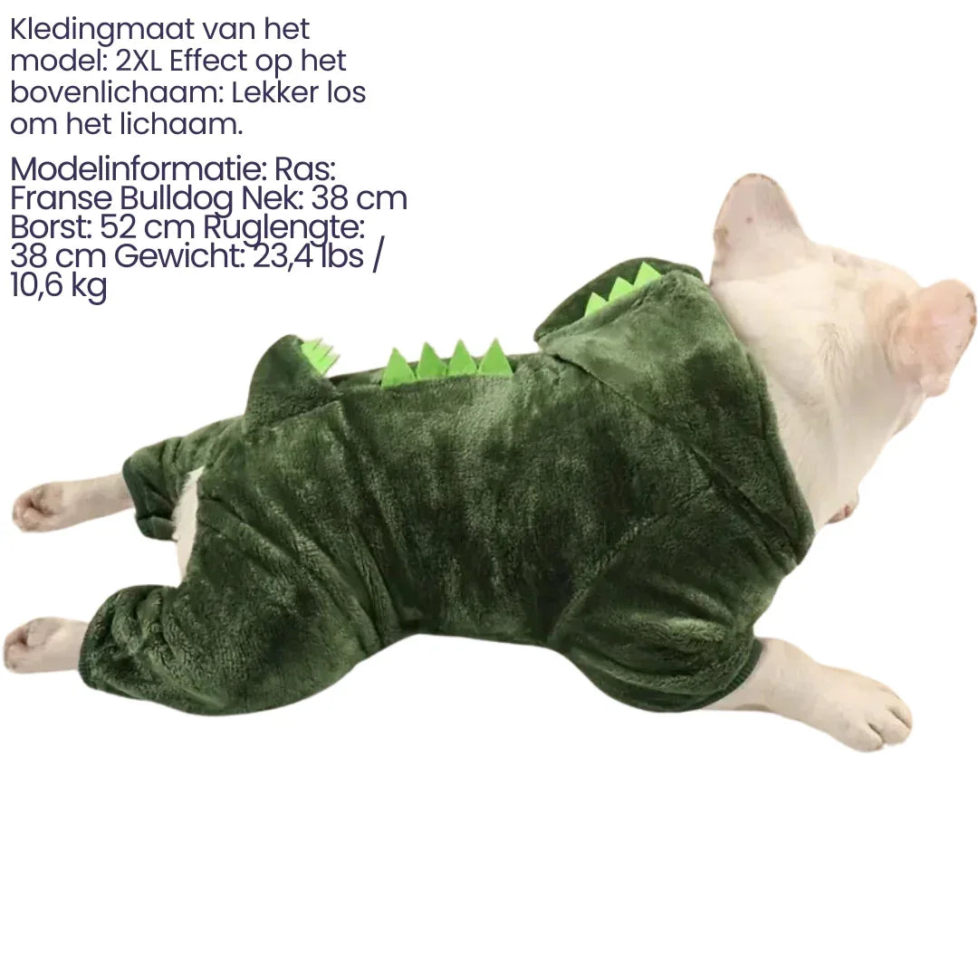 Warme Dinosaurus Jumpsuit voor Honden en Katten Zacht Fleece Schattig Ontwerp en Machinewasbaar - Ruffy