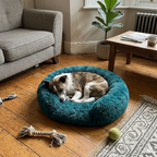 Huisdierenbed | C-vormig Ondersteuningsontwerp | Pluche Comfort Sponsvulling | Antislip Waterdichte Basis