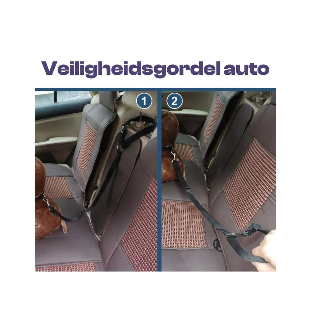 Verstelbare Autogordel Voor Huisdieren Veilig Duurzaam Dubbele Functie Als Riem Voor Rijden en Wandelen - Ruffy