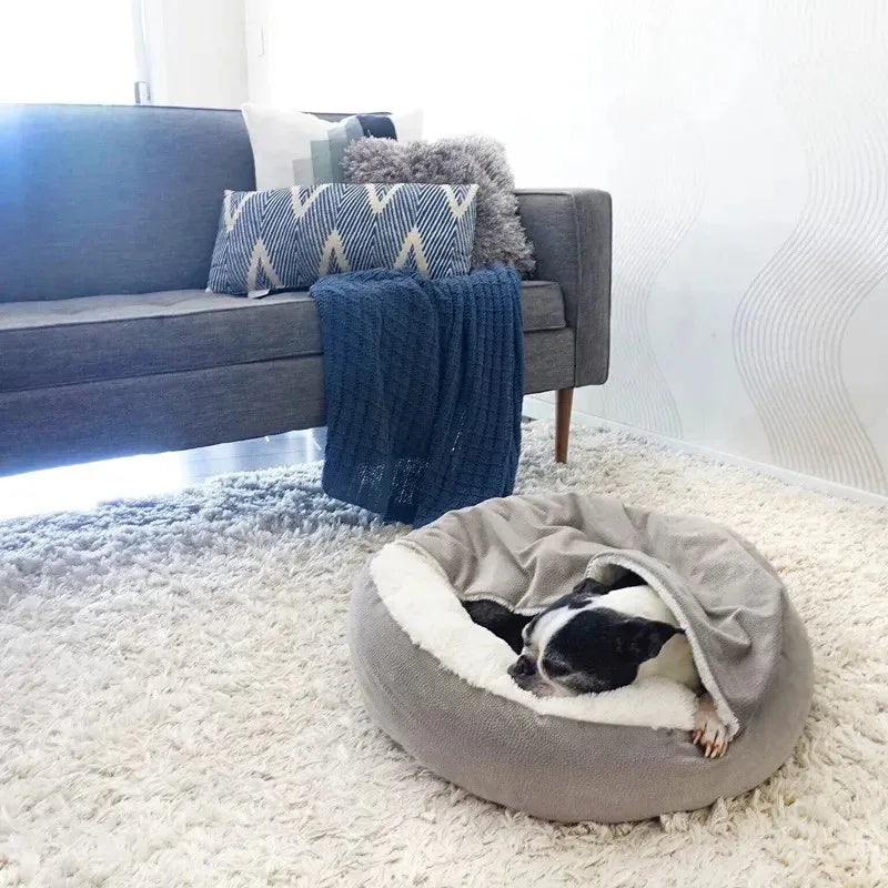 Orthopedisch Donut honden bed Met Kap Deken Om Weg Te Kruipen - Ruffy
