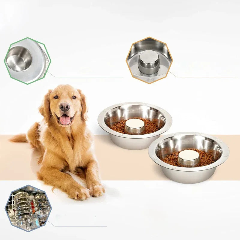 Langzaam voerbakje van roestvrij staal voor honden - Preventie van obesitas en vaatwasmachinebestendig - S/M/L/XL/XXL - Ruffy
