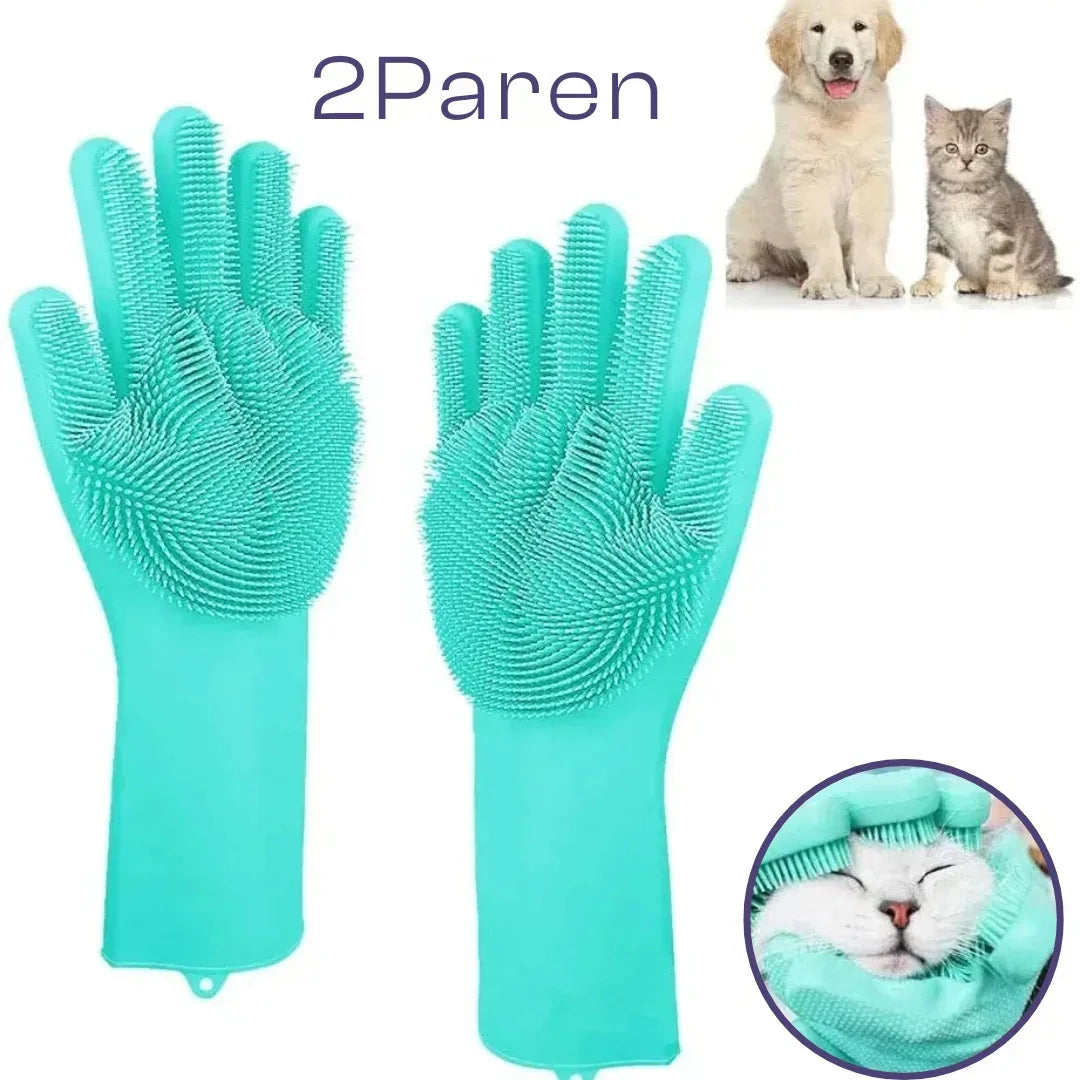 Magic Silicone Handschoenen Huisdieren Ontharing Bad Massage Veelzijdig Comfortabel Gemakkelijk Schoon te Maken Rubber - Ruffy