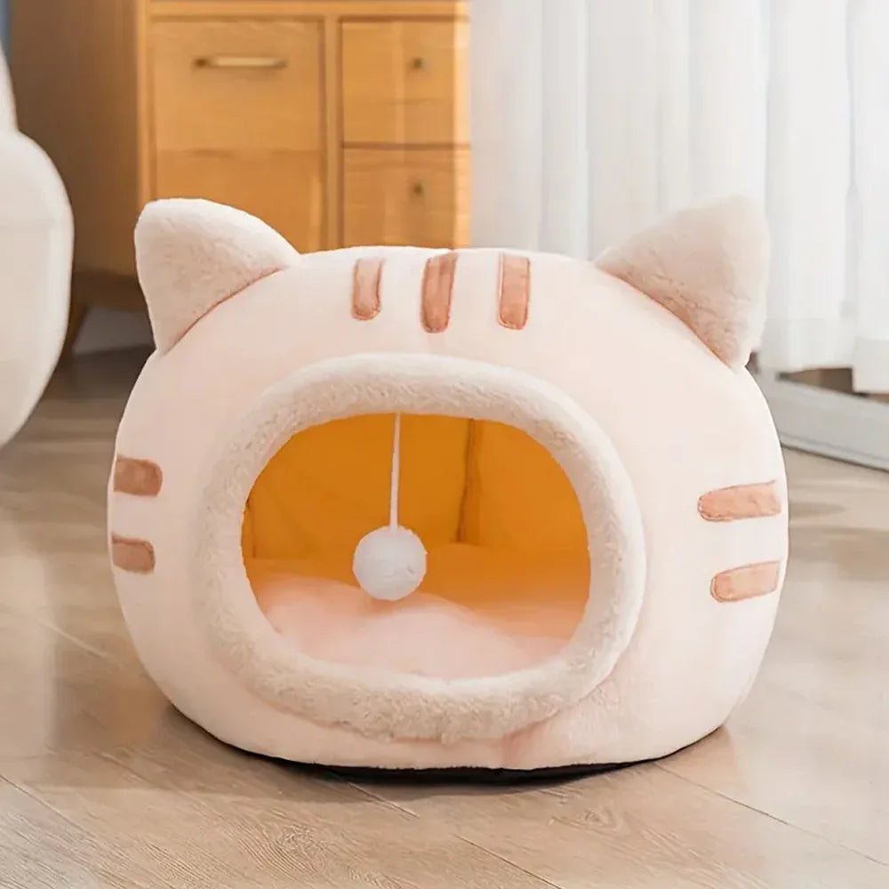 Gezellig kattenbed met afneembaar kussen Veelzijdig 2-in-1 ontwerp Antislipbasis voor alle seizoenen - Ruffy