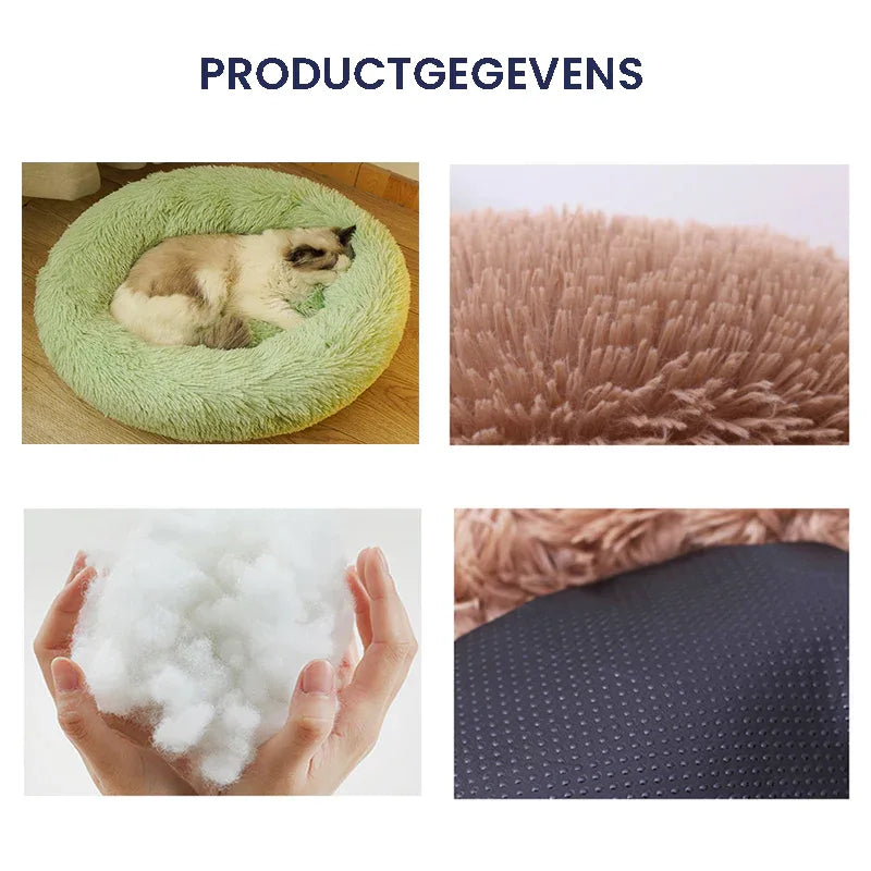 Donut Kattenbed Pluche Comfort Ondersteunend Design Machinewasbaar Beschikbaar in XS tot XL - Ruffy
