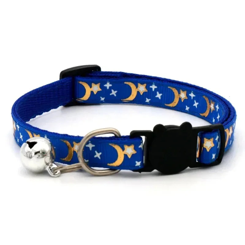 Maan en Ster Patroon Kattenhalsband Verstelbaar Nylon met Breakaway Veiligheidssluiting - Ruffy