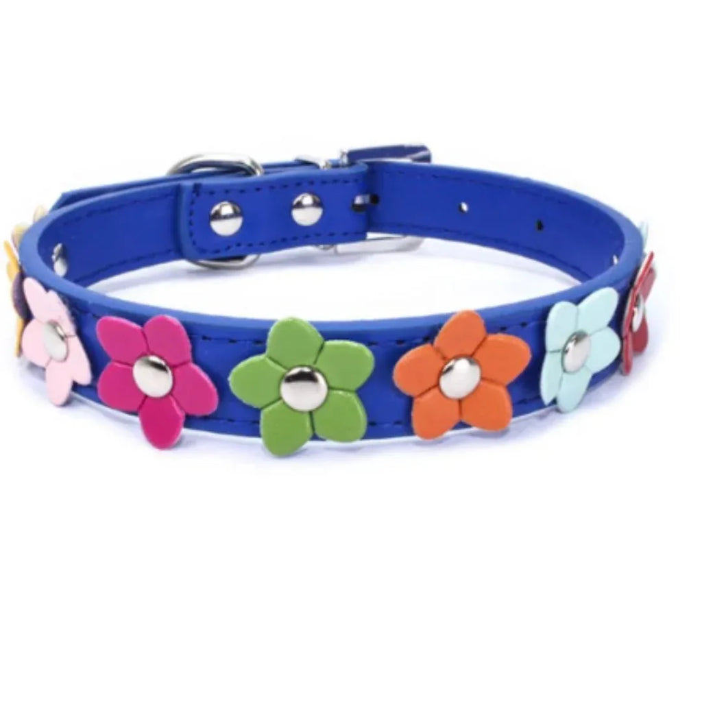 Bloemen leren hondenhalsband - Ruffy