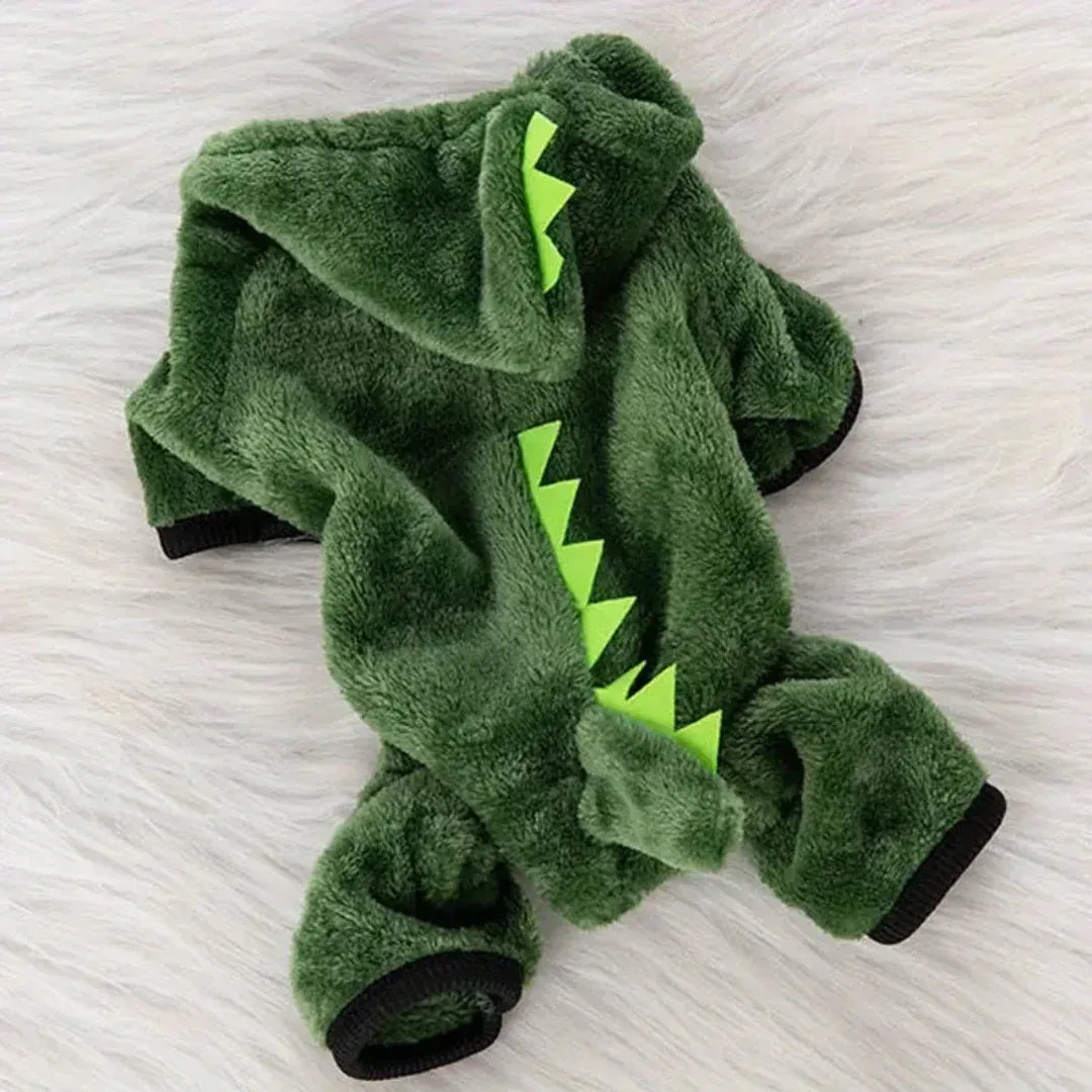 Warme Dinosaurus Jumpsuit voor Honden en Katten Zacht Fleece Schattig Ontwerp en Machinewasbaar - Ruffy