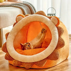 Kattenbed Leeuw Design Pluche Comfort Duurzaam Verwijderbaar Kussen 35x35x30cm - Ruffy