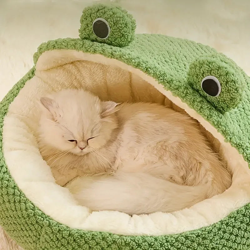Kikkervormig pluche kattenbed met wasbare hoes Knus omsloten ontwerp Meerdere maten - Ruffy