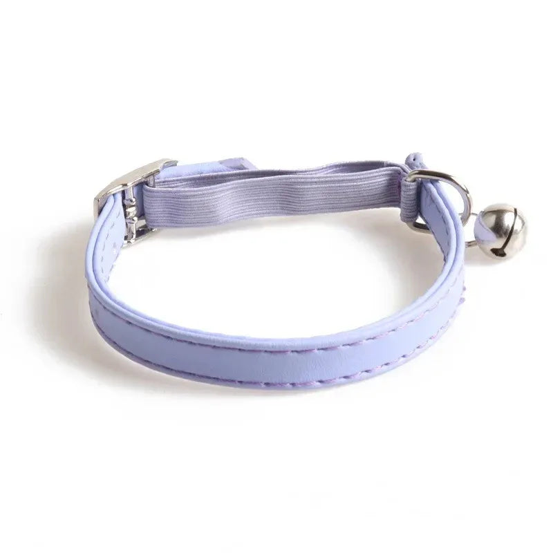 Lederen halsband met bel Veiligheidshalsband met elastische band Kittenhalsband voor katten Zwart Blauw Rood - Ruffy