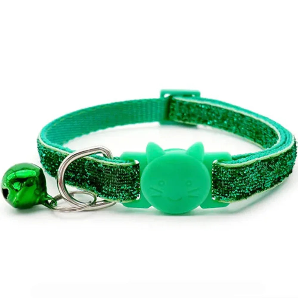 Verstelbare nylon huisdierhalsband met kattengezichtsknop en bel – voor kleine huisdieren - Ruffy