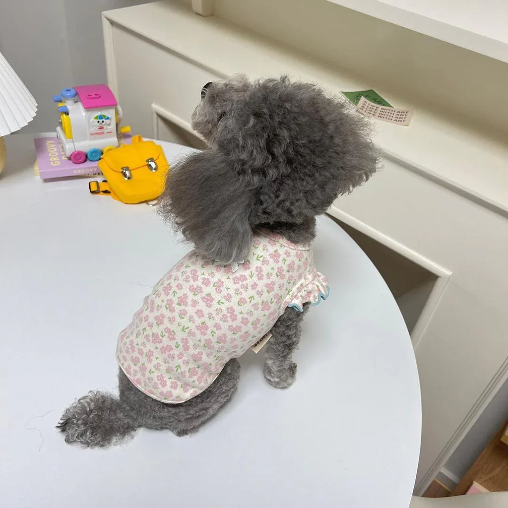 Hond Schattig Gebloemd Zomershirt - Ruffy