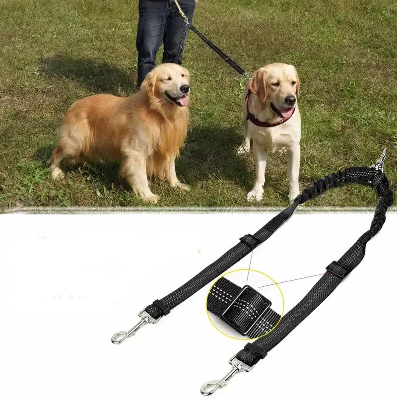 Dubbele Hondenriem | Dubbele Honden Wandeling | Klitvrijcontrol | Nylon, 100 cm - Ruffy