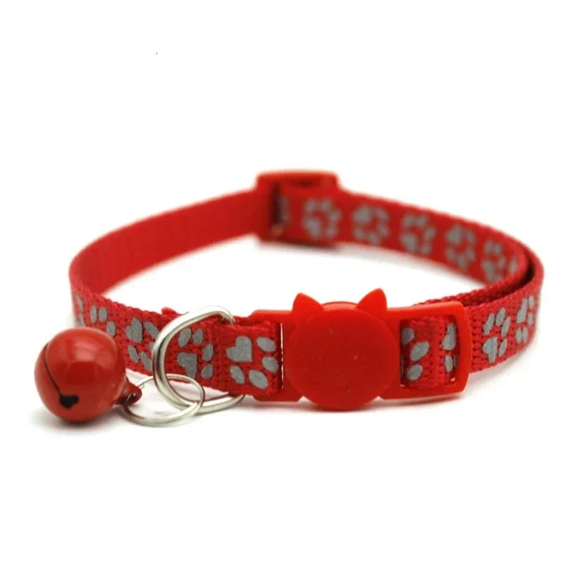 Reflecterende kattenhalsband met schattig voetafdrukontwerp – verstelbaar snel los te maken en duurzaam - Ruffy