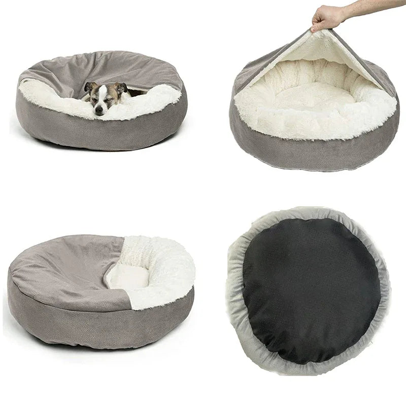 Orthopedisch Donut honden bed Met Kap Deken Om Weg Te Kruipen - Ruffy