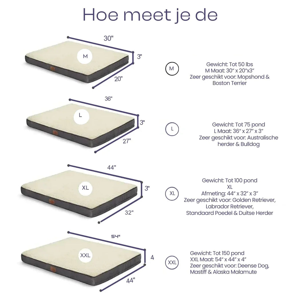 Luxe Traagschuim Hondenbed Pluche Comfort Orthopedisch Afneembare Wasbare Hoes Antislipbasis - Ruffy