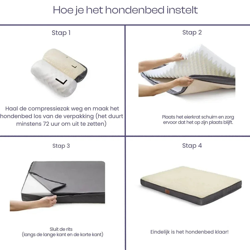Luxe Traagschuim Hondenbed Pluche Comfort Orthopedisch Afneembare Wasbare Hoes Antislipbasis - Ruffy