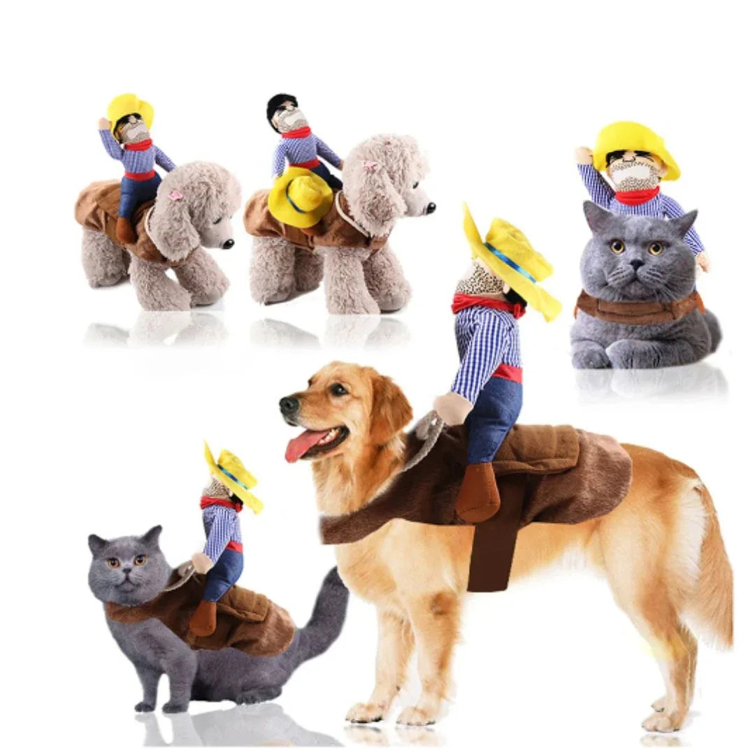 Grappig Cowboy Hondenkostuum Comfortabel Machinewasbaar Perfect Voor Halloween en Verkleedfeestjes - Ruffy